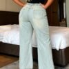 jeans droits vintage à taille asymétrique