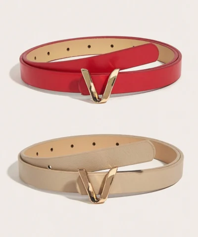 2 pièces ceintures avec boucle à détail de lettre v