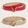 2 pièces ceintures avec boucle à détail de lettre v