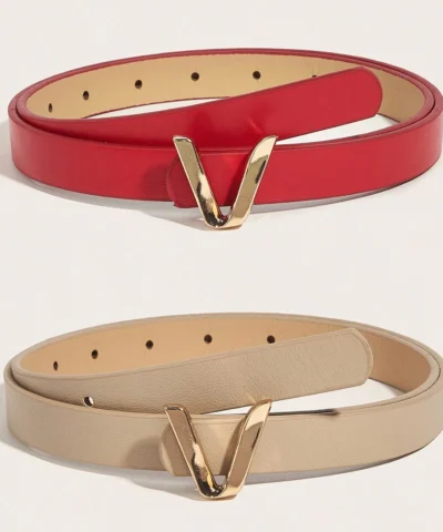 2 pièces ceintures avec boucle à détail de lettre v