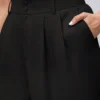 pantalon large et droit de couleur unie pour femmes de grande taille, plissé et ample