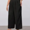 pantalon large et droit de couleur unie pour femmes de grande taille, plissé et ample