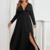 robe longue à manches longues noire