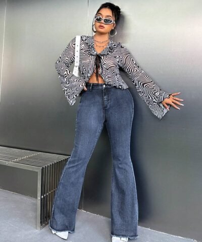 jeans évasés simples à boutons devant,