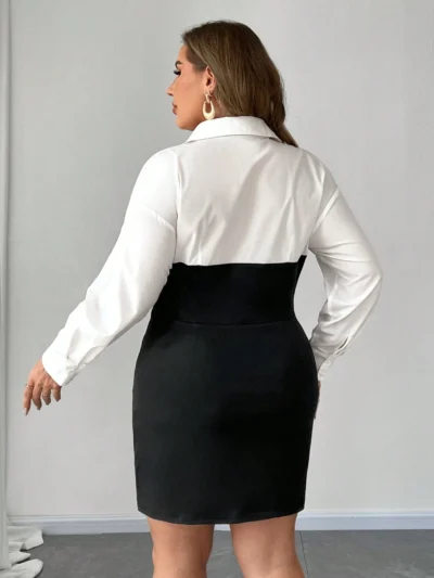 robe de bureau décontractée à manches longues, avec col chemise, fermeture éclair partielle