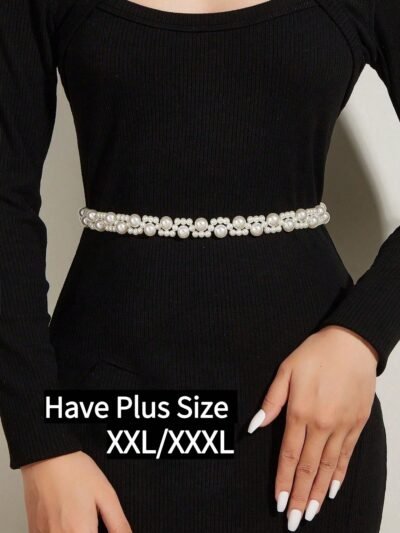 ceinture chaîne de taille élégante surdimensionnée avec accent de perle