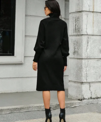 robe pull à col montant avec détail de bouton et manches raglan