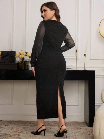 robe ajustée plissée brillante