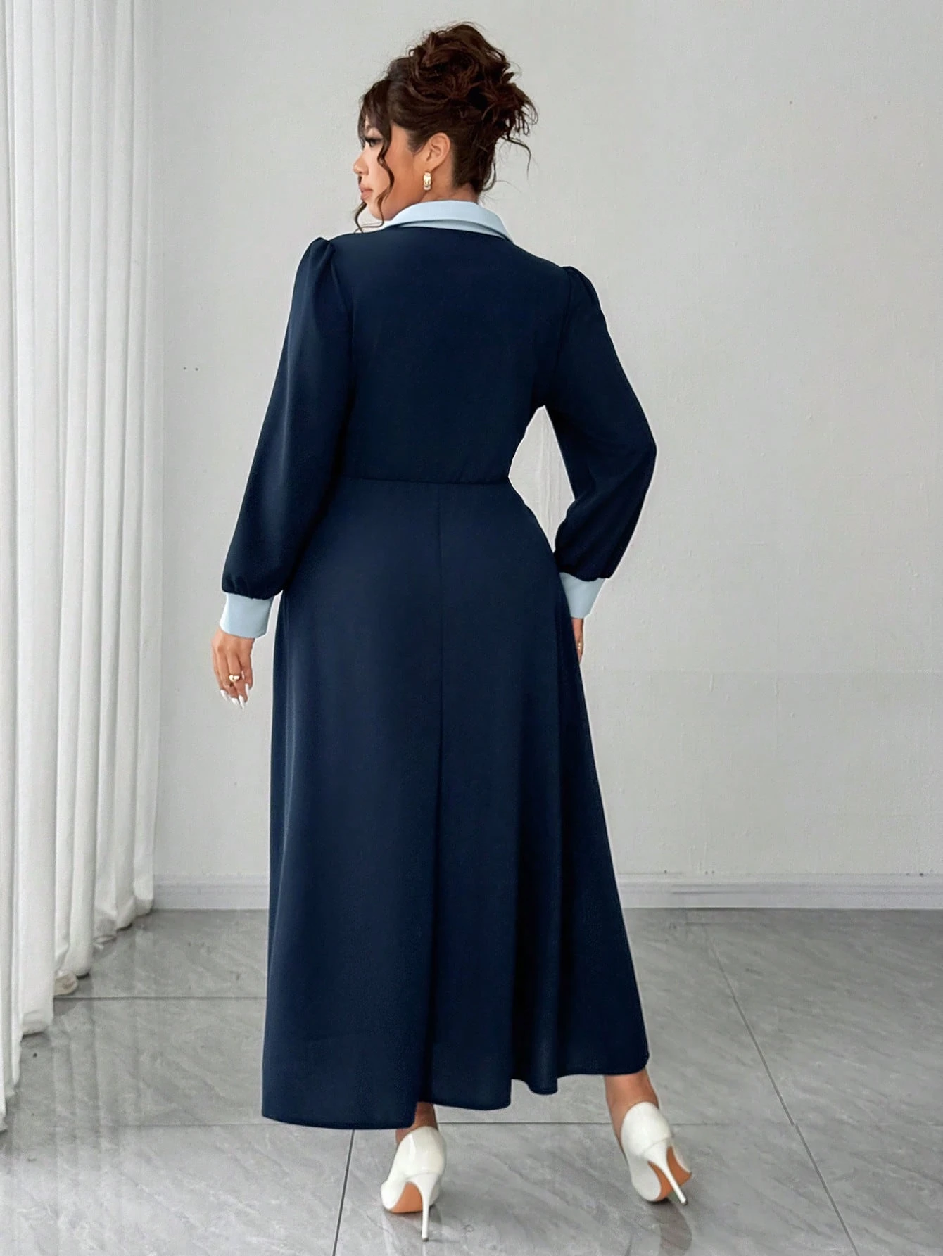 robe élégante à col à revers, robe élégante à col à revers,