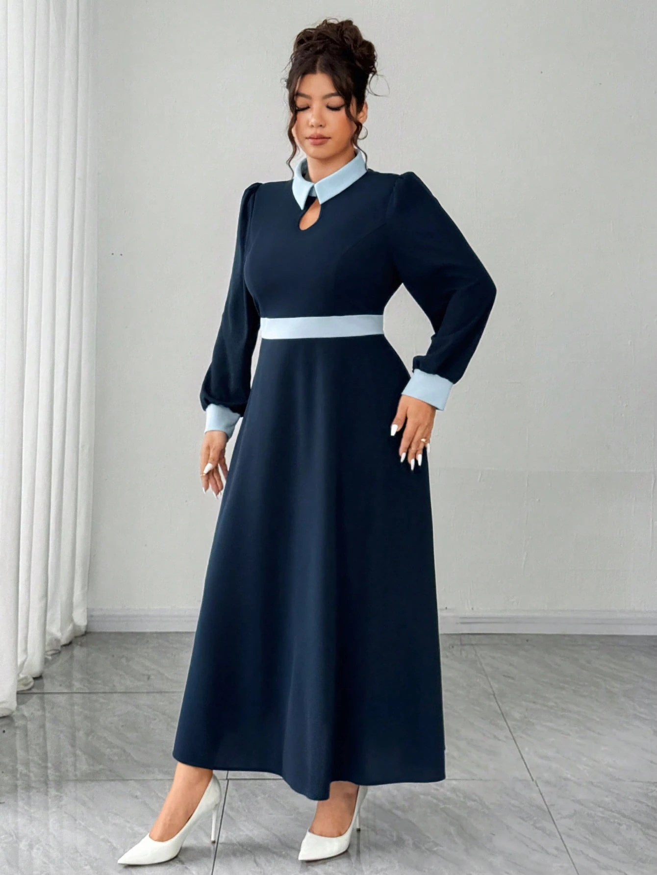 robe élégante à col à revers, robe élégante à col à revers,