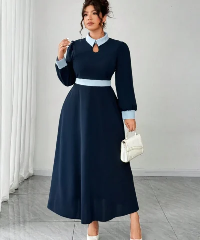 robe élégante à col à revers,