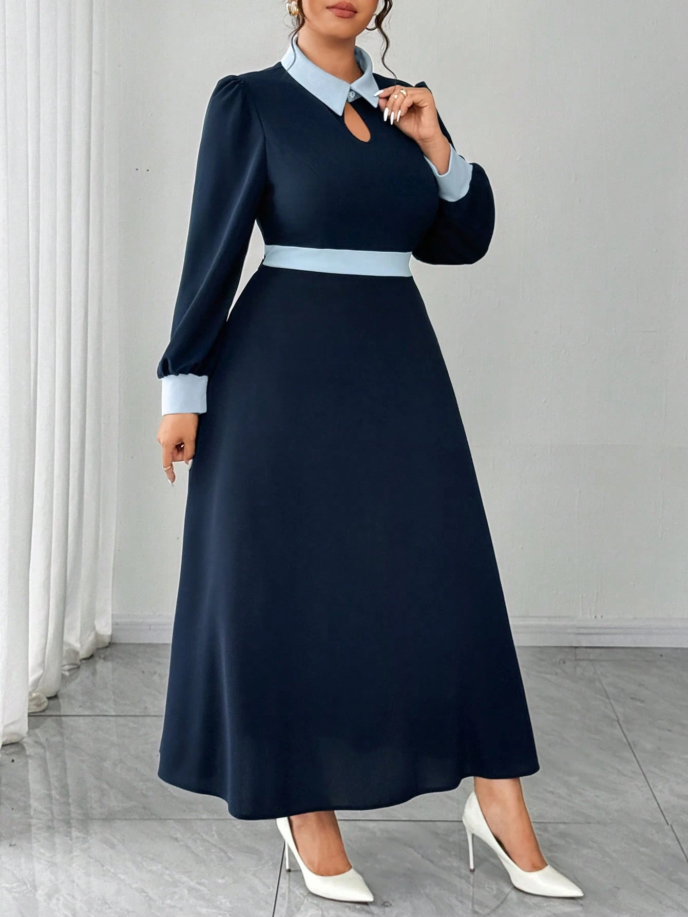 robe élégante à col à revers, robe élégante à col à revers,