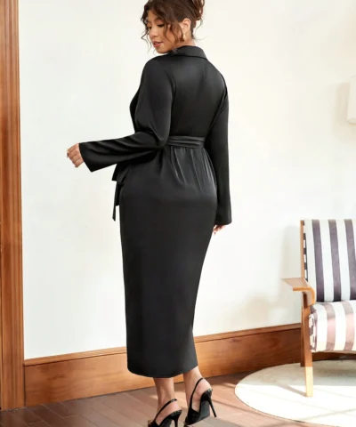 robe chemise en satin à bretelles croisées