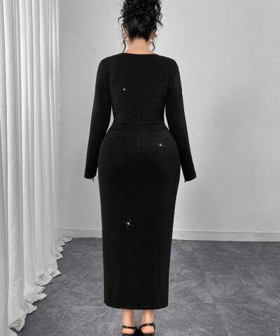 robe longue élégante à manches longues noire