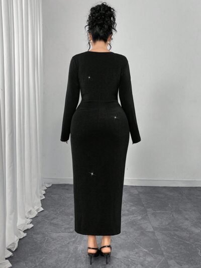 robe longue élégante à manches longues noire