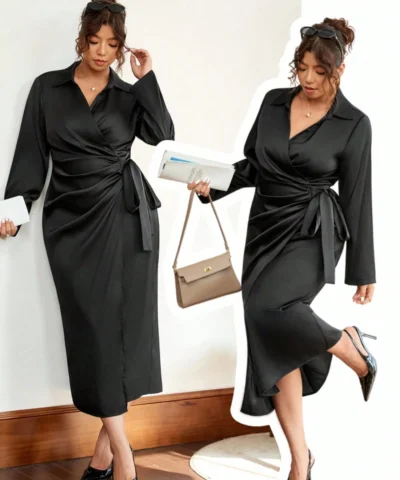 robe chemise en satin à bretelles croisées