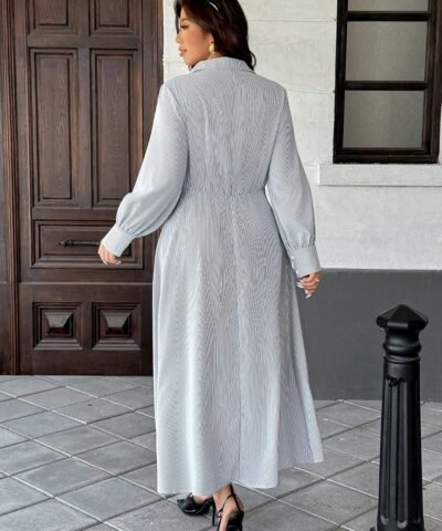 robe chemise décontractée à rayures avec boutons