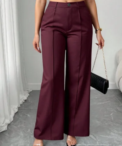 pantalon à jambes larges , design brindille, bordeaux