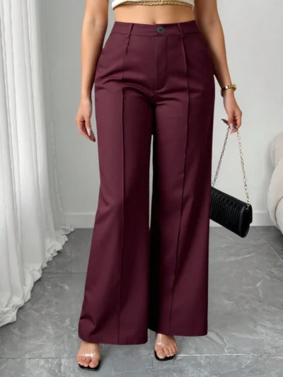 pantalon à jambes larges , design brindille, bordeaux