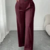 pantalon à jambes larges , design brindille, bordeaux