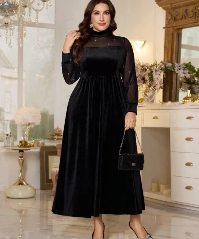 robe élégante en velours et maille