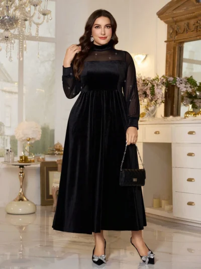 robe élégante en velours et maille