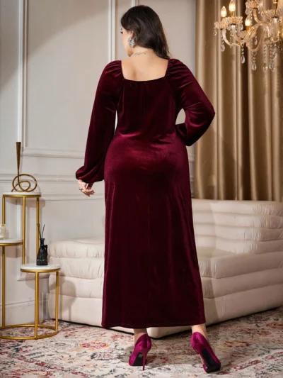 robe maxi élégante pour fête avec col carré,