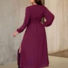 robe maxi ample femme avec croisement, taille froncée torsadée