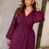 robe maxi ample femme avec croisement, taille froncée torsadée