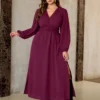 robe maxi ample femme avec croisement, taille froncée torsadée