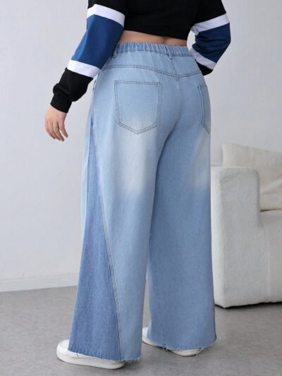 jeans taille haute à poches, jambes larges,