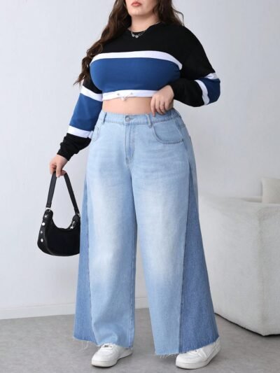 Classic Shop jeans taille haute à poches, jambes larges,