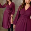 Robe maxi ample femme avec croisement, taille froncée torsadée robe maxi ample femme avec croisement, taille froncée torsadée