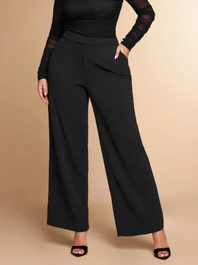 Pantalon droit asymétrique avec boutons