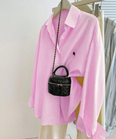 chemise à rayures décontractée à épaules