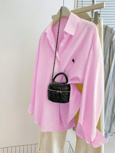 chemise à rayures décontractée à épaules