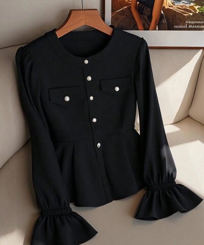 blouse élégante à col mao
