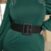 ceinture obi large grande taille avec boucle carrée noire, 135 cm,