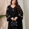 robe modeste de grande taille pour femme de style arabe avec pendentif à franges