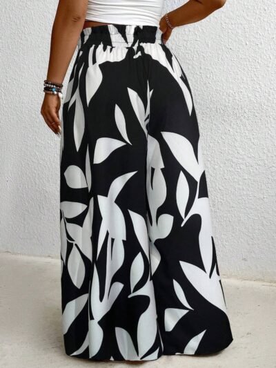 pantalon large à taille élastique en papier