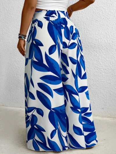 pantalon grande taille à jambe large avec ceinture