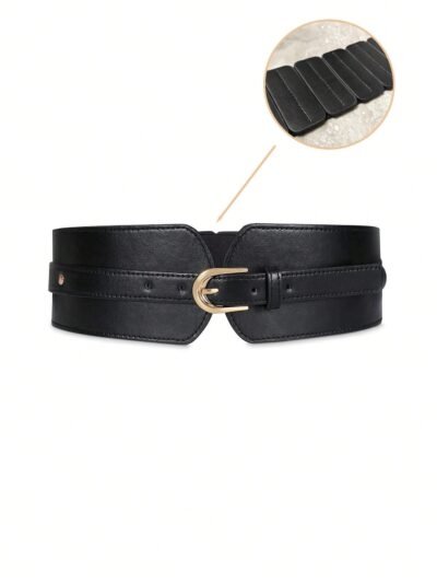 1 pièce ceinture large rétro en pu à élastique mode pour femmes. convient pour les robes, manteaux et décorations de taille. montre votre silhouette parfaite. accessoire de corset de taille pour femmes pour les robes, le style western, cowboy, campagnard et vintage. ceinture de corset pour la taille, le contrôle du ventre et l'amincissement de la taille.