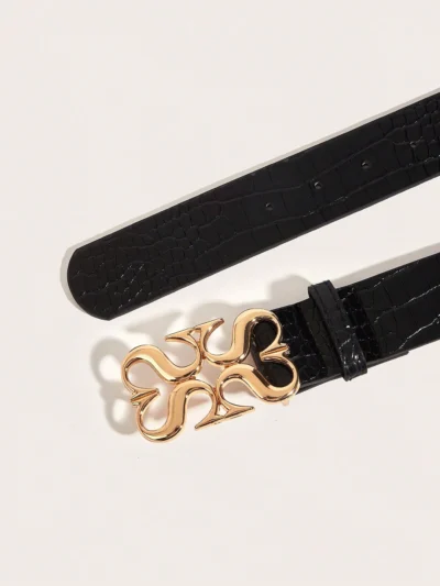 ceinture robe pu avec décoration de double cœur