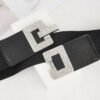 ceinture élastique à boucle carrée avec strass