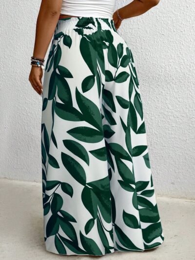 pantalon large à imprimé floral