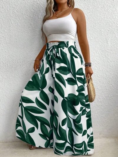 pantalon large à imprimé floral