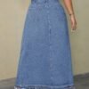 jupe en jean extra longue à bord brut