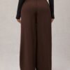 pantalon de costume large brun