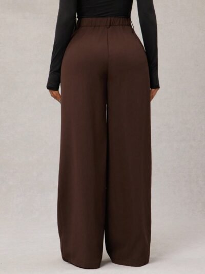 pantalon de costume large brun