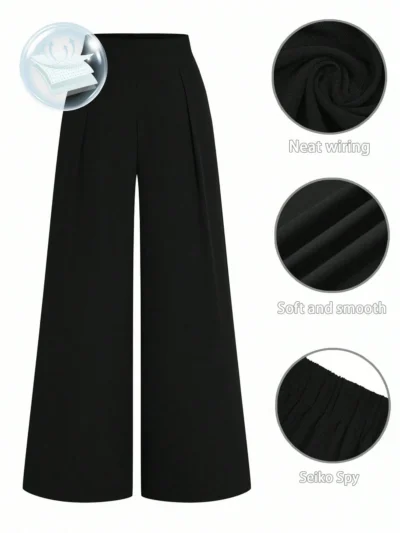 pantalon droit taille haute à plis l